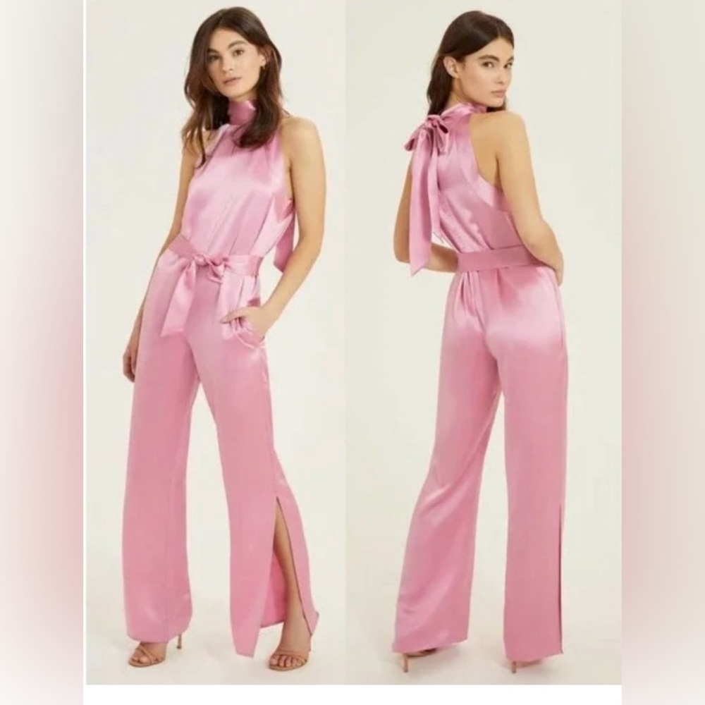 Stunning Pale pink Satin Halter Jumpsuit XS
